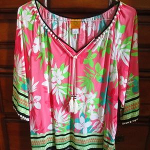 Ruby Rd. Floral Print Top ~ SIze Large